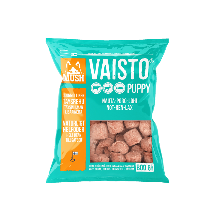 MUSH Vaisto Puppy Isblå - Okse, rensdyr, laks - vælg størrelse
